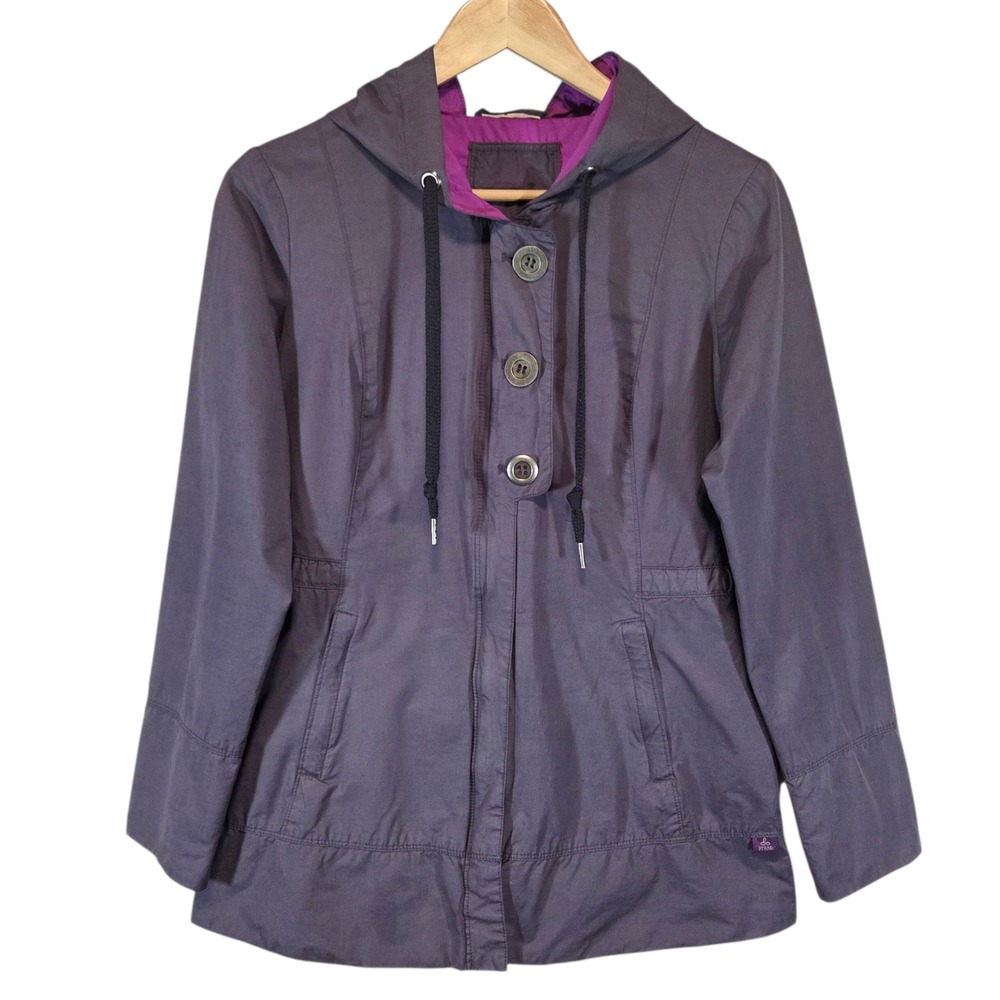 Prana Hooded Utility Jacket Women S Purple Full Zip Granola Outdoor Hiking